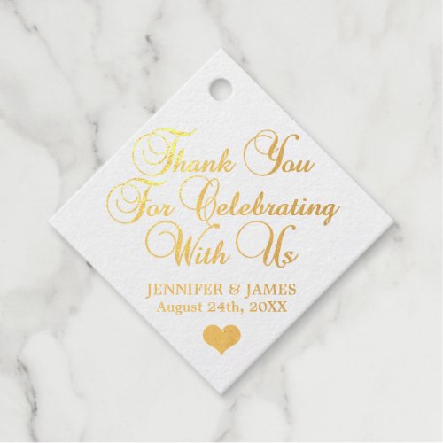 Personalized Black Color Gold Thank You Wedding Foil Favor Tags