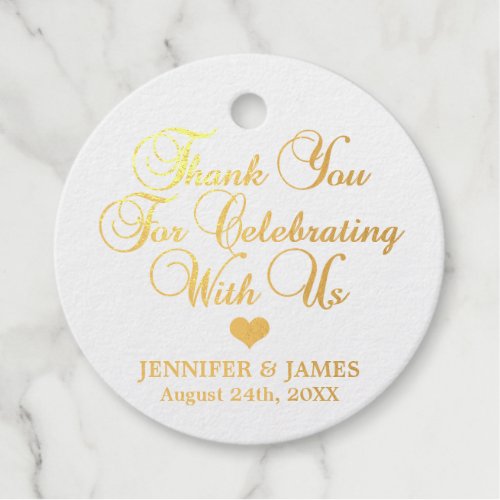 Personalized Black Color Gold Thank You Wedding Foil Favor Tags