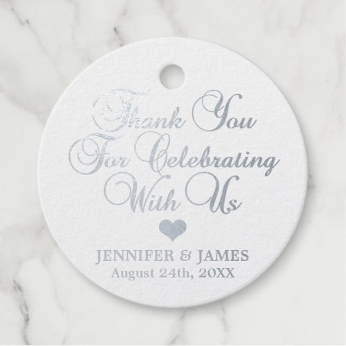 Personalized Black Color Silver Thank You Wedding Foil Favor Tags