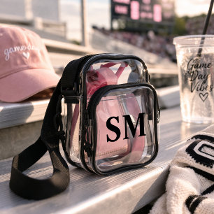 Personalized Black Couple Monogram Clear Crossbody Bag