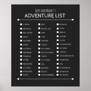 Personalized black couple's adventure list poster