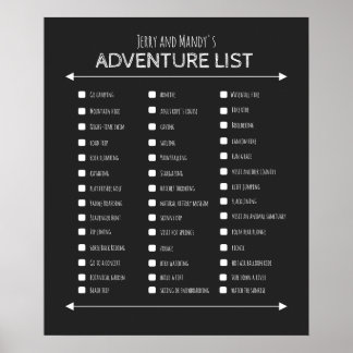 Personalized black couple's adventure list poster