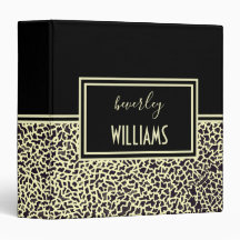 Personalized Black Cream Leopard Binder