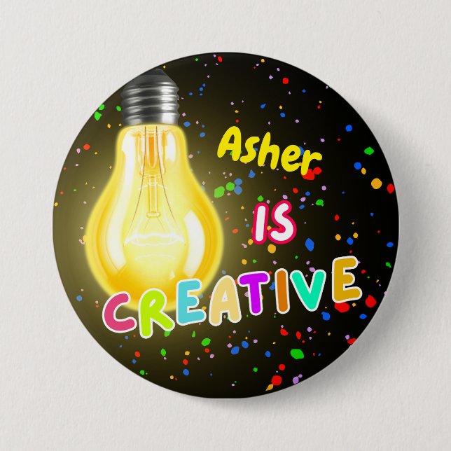 Personalized Black Creative Affirmation  Button (Front)