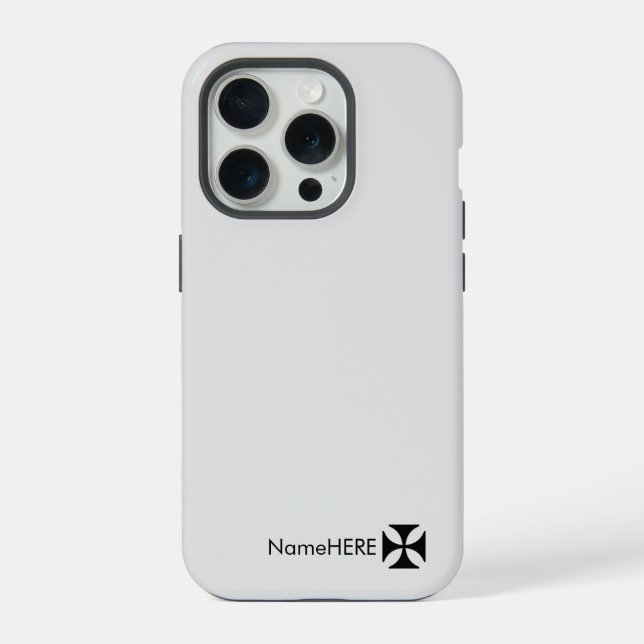 Personalized Black Cross Pattee Art, Light Grey iPhone Case (Back)