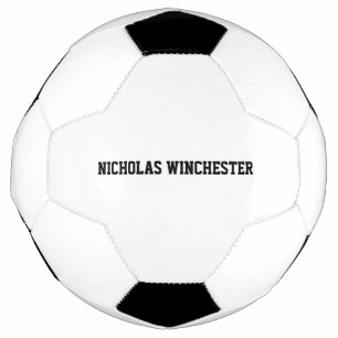 Personalized black custom name sports team varsity soccer ball