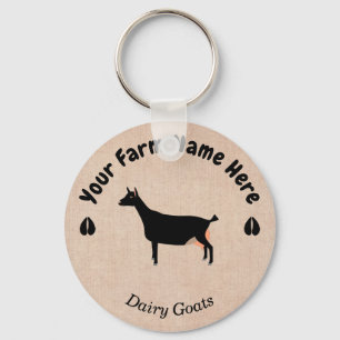Personalized Black Dairy Goat Keychain