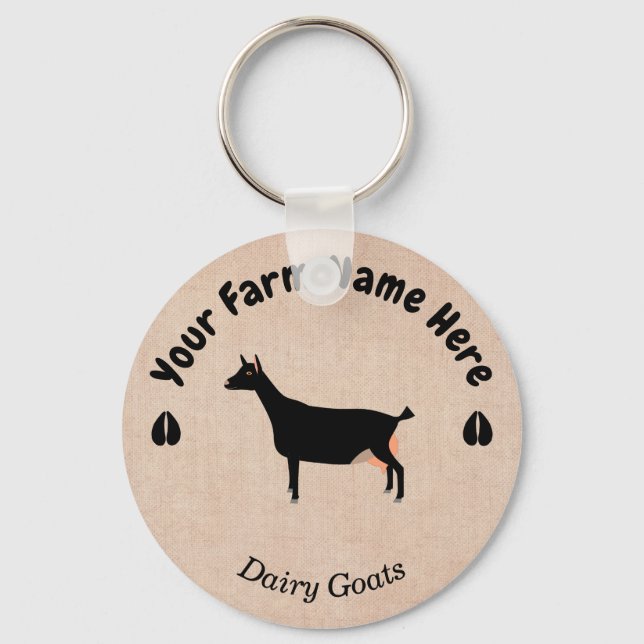 Personalized Black Dairy Goat Keychain (Front)