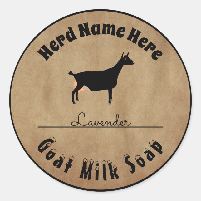 Personalized Black Dairy Goat Milk Soap Classic Round Sticker (Front)