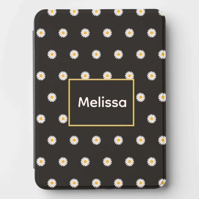 Personalized Black Daisy Flower All Over Pattern  Kindle Cover (Front)