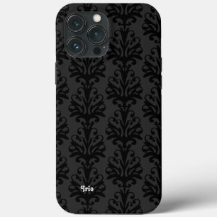 Personalized Black Damask  iPhone 13 Pro Max Case