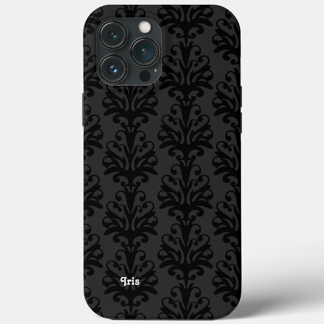 Personalized Black Damask  Case-Mate iPhone Case (Back)
