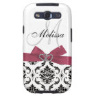 Personalized Black Damask Pink Bow Diamond Hearts