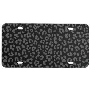personalized Black/Dark Gray Cheetah Leopard License Plate