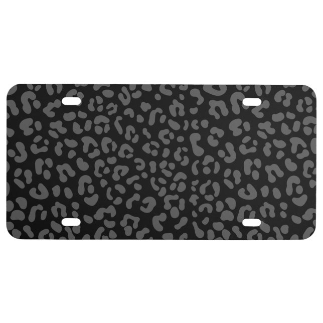 personalized Black/Dark Gray Cheetah Leopard License Plate (Front)