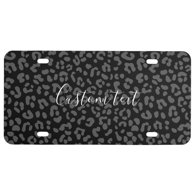 personalized Black/Dark Gray Cheetah Leopard License Plate (Front)