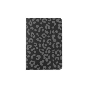 personalized Black/Dark Gray Cheetah Leopard Passport Holder