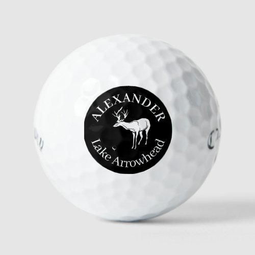 Personalized Black Deer Silhouette Golf Balls