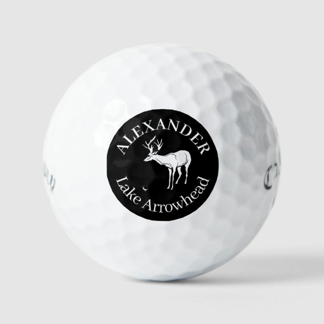 Personalized Black Deer Silhouette Golf Balls (Front)
