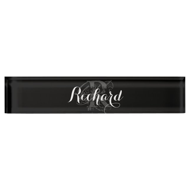Personalized Black  Desk Name Plate (Front)