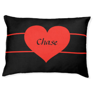 Personalized Black Dog Bed with Large Red Heart