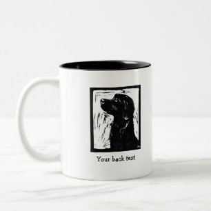 Personalized Black Dog Springador Lino Print Mug