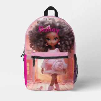 Personalized Black doll plaid  Printed Backpack