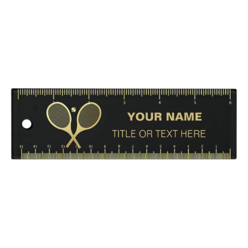 Personalized Black Elegant Chic Classic Tennis  Ruler