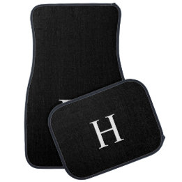 Personalized Black Elegant Monogram Car Floor Mat