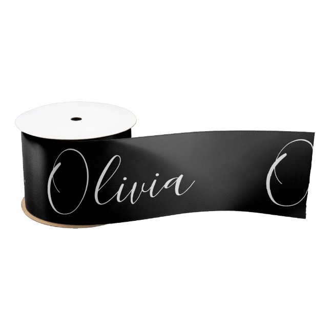 Personalized Black Elegant Name Satin Ribbon (Spool)