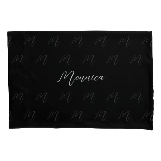 Personalized Black Elegant Script Pillow Case (Front)