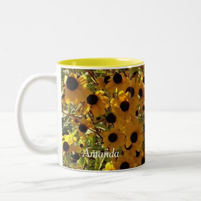 Personalized Black Eyed Susan Flowers Photo Mugs (Left)