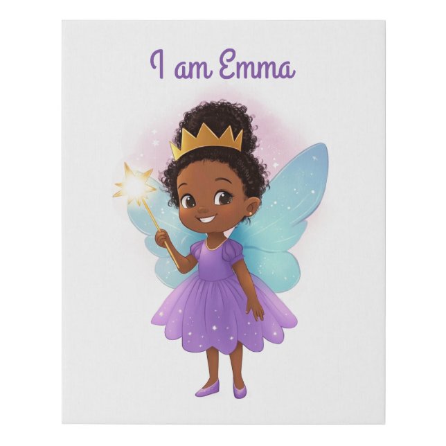 Personalized Black Fairy Girl Canvas (Front)