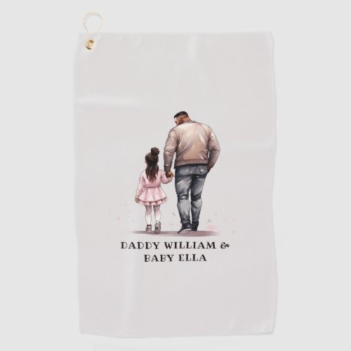 Personalized Black Father and Daughter 2 Golf Towel