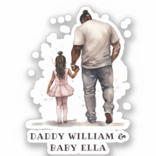 Personalized Black Father and Daughter (3) Sticker
