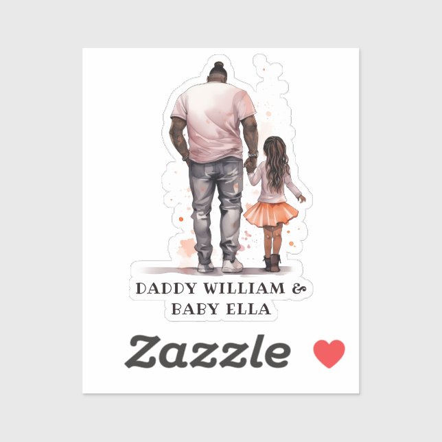 Personalized Black Father and Daughter (4) Sticker (Sheet)