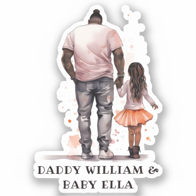 Personalized Black Father and Daughter (4) Sticker (Front)