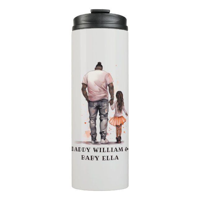 Personalized Black Father and Daughter (4) Thermal Tumbler (Front)