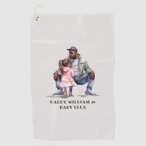 Personalized Black Father and Daughter 7 Golf Towel