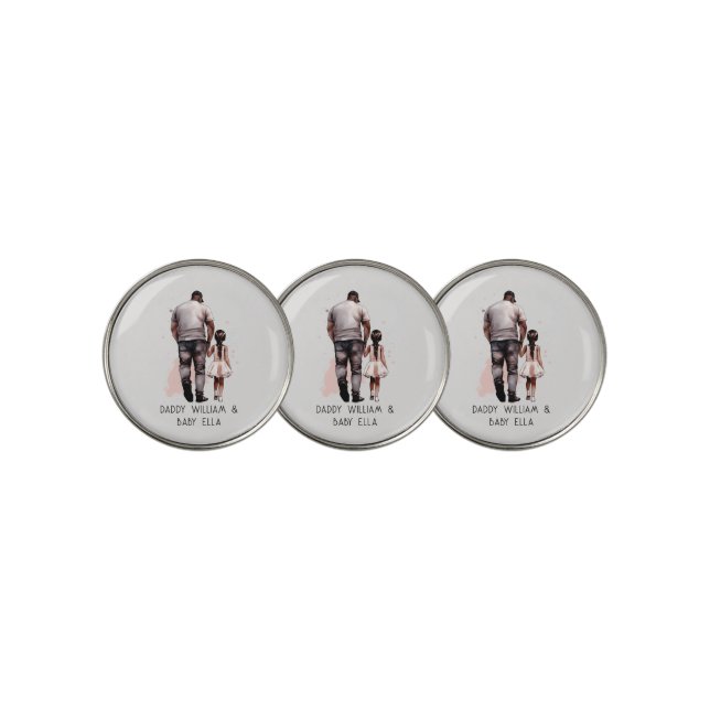 Personalized Black Father and Daughter Golf Ball Marker (3 Up)