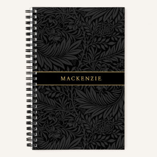 Personalized Black Floral Pattern Notebook