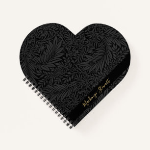 Personalized Black Floral Pattern Notebook