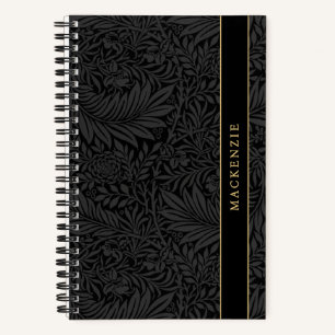 Personalized Black Floral Pattern Notebook