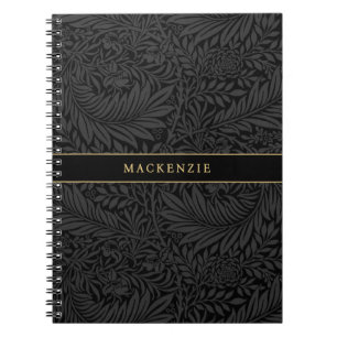 Personalized Black Floral Pattern Notebook