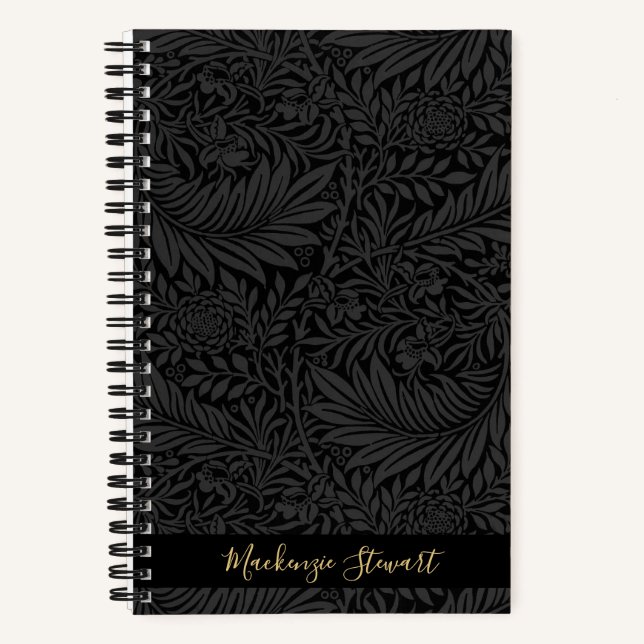 Personalized Black Floral Pattern Notebook (Front)
