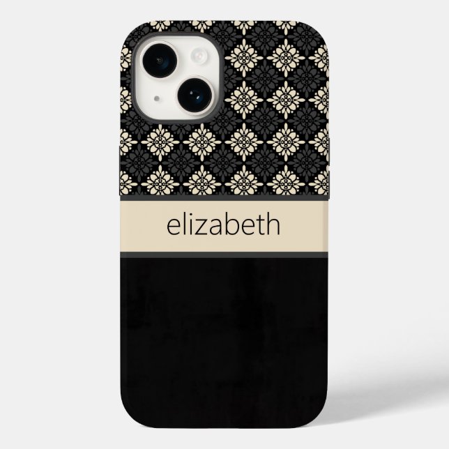 Personalized Black Floral Phone Case (Back)