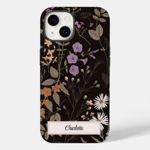 Personalized Black Floral Wildflower I phone Case