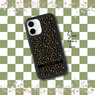 Personalized Black Floral Wildflower Otterbox iPhone 16 Case