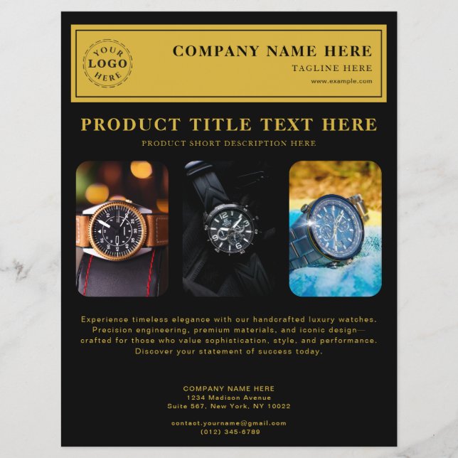 Personalized Black Flyer for Product Promotions (Front)