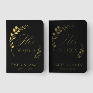 Personalized Black Foil Wedding Vow Books